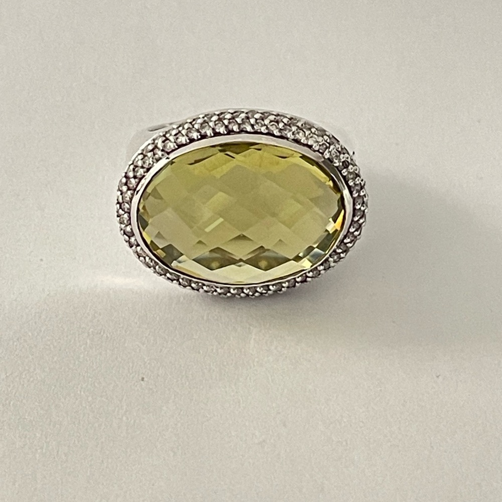 David Yurman, lemon citrine and diamond East West Signature Oval Ring size 6 1/2 - Picture 3 of 10